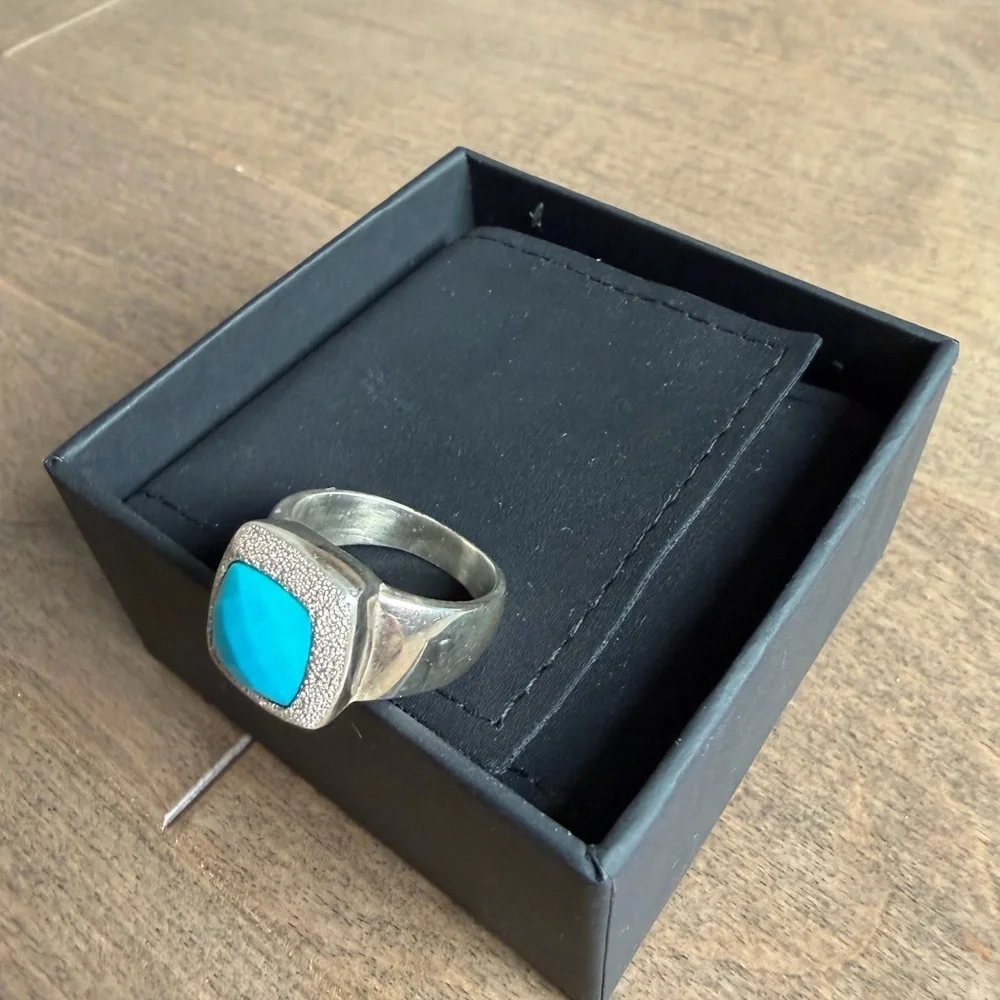 Vintage Carolyn Pollack Silver Ring Blue Turquoise size 5.5